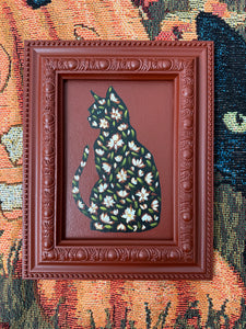 Black Cat Floral 8x10in Original