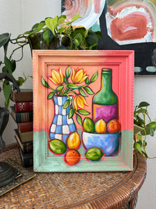 Pink And Green Still Life 10x12in Original
