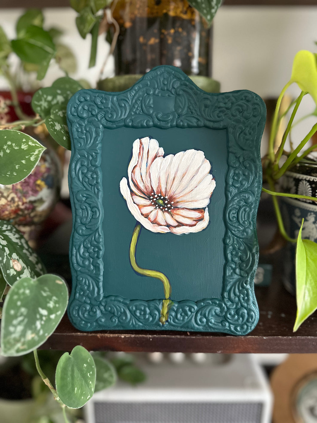 White Poppy 5.5x7.5in Original