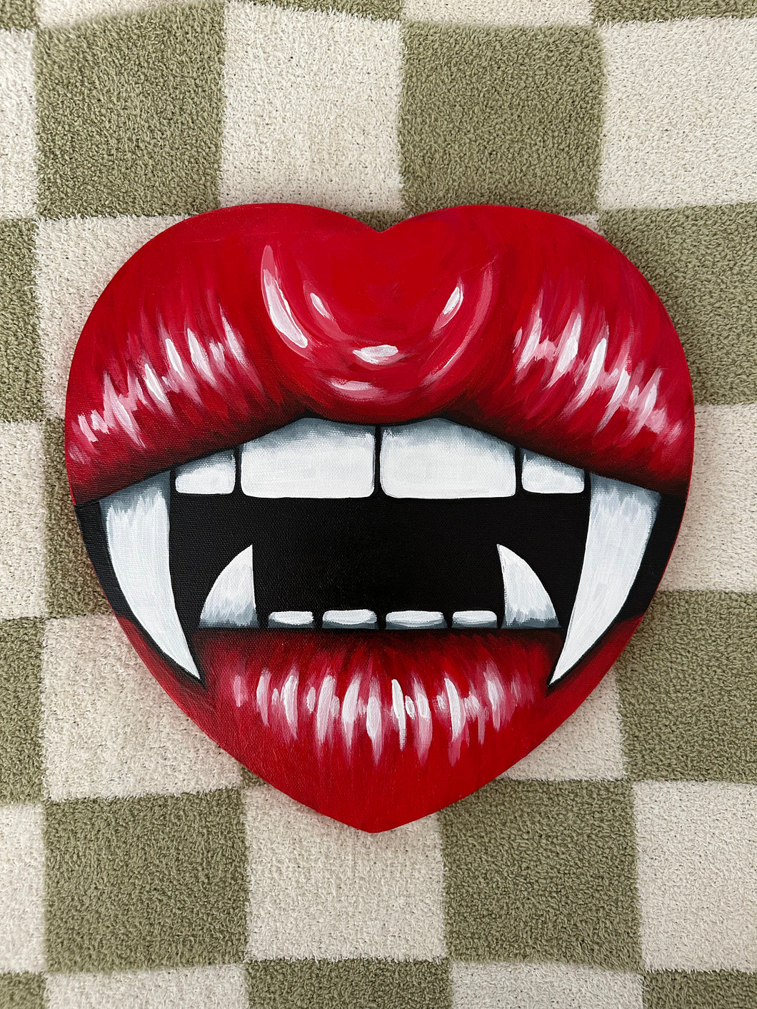 Vampire Lips 12x12in Original On Canvas